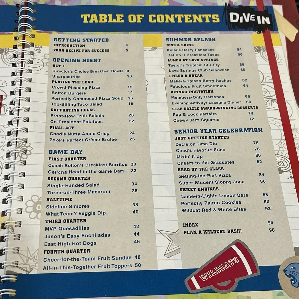 High School Musical COOKBOOK Awesome Eats East High 2008 1st Edition Spiral Book